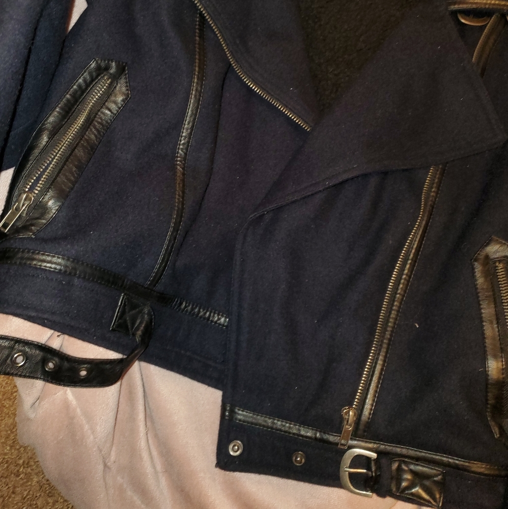 Navy Sherpa Lined Jacket - Picture 2 of 5